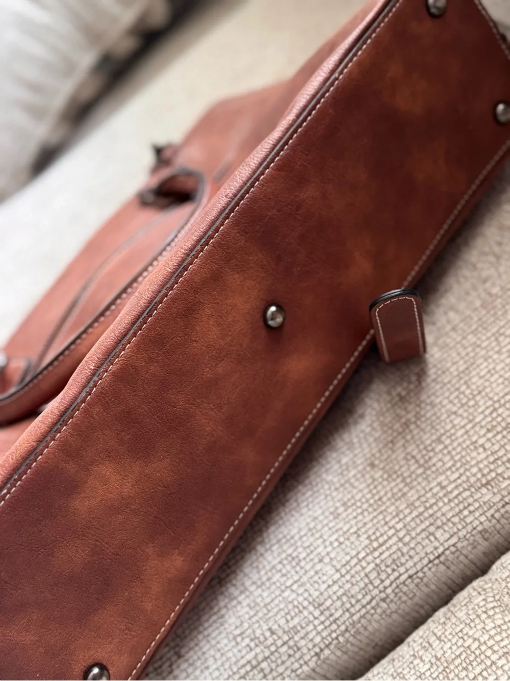 Women’s Leather Laptop Tote Bag in Brown with Detachable Shoulder Strap